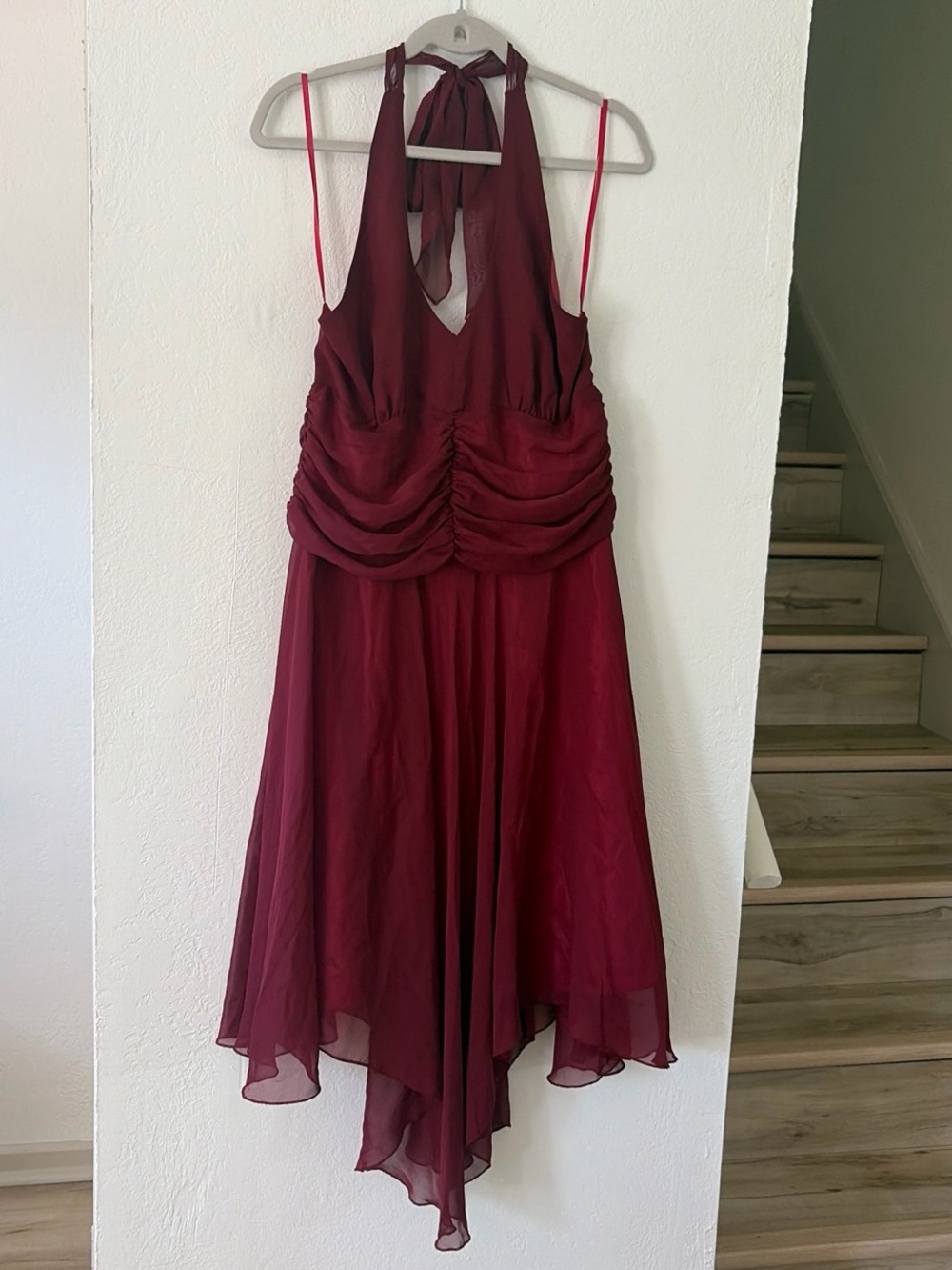 Y2K Vintage Halter Neck Midi Asymmetrical Dress